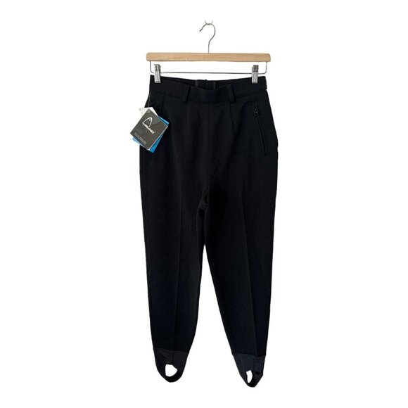 HEAD Sportswear Black Stirrup Ski Pants Size 10 Ribbed Style 1116 Schoeller - Picture 1 of 6